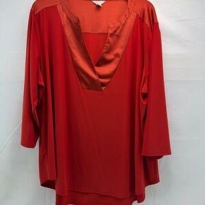 Cato EST. 1946 Women’s 26/28W Elegant Red/Rust V-Neck Blouse
